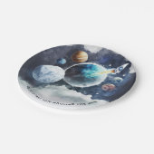 Assiettes En Carton Space Planètes & Rockship Boy 1er anniversaire (Angle)