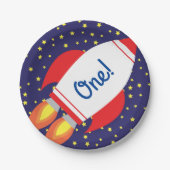 Assiettes En Carton Space Rocket Star Navire Plaques d'anniversaire 1e (Devant)
