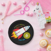 Assiettes En Carton Space Rocket to the Moon Children's Birthday (Fête)
