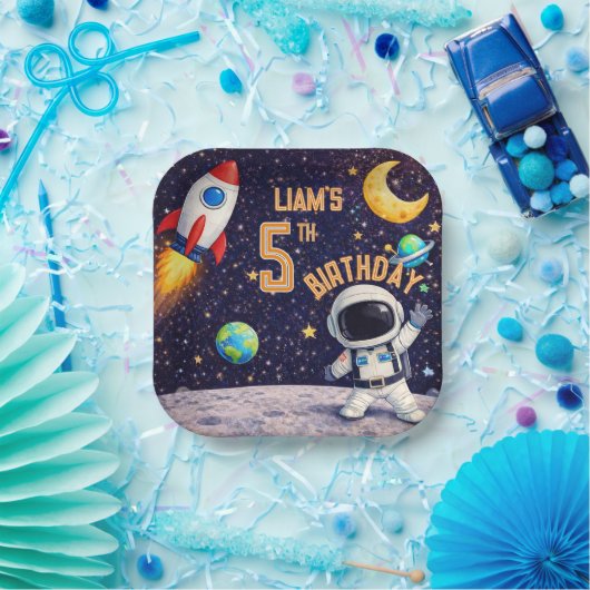 Assiettes En Carton Space theme Outer space Rocket Ship (Fête)