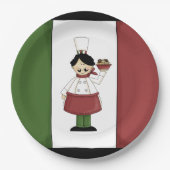 Assiettes En Carton Spaghetti Dîner Chef italien plaque papier (Devant)