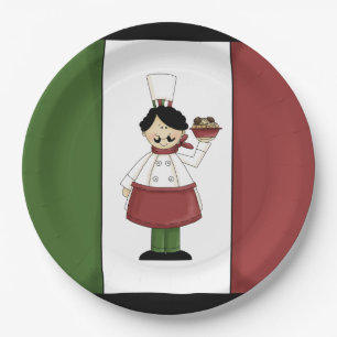 Assiettes En Carton Spaghetti Dîner Chef italien plaque papier