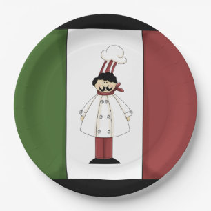 Assiettes En Carton Spaghetti dîner Italien Chef dessin animé plaque e
