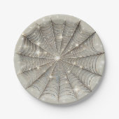 Assiettes En Carton Sparkle Spiderweb Whimsical Tan Halloween Party (Devant)