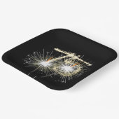 Assiettes En Carton Sparklers du 75e anniversaire sur Noir (Angulaire)