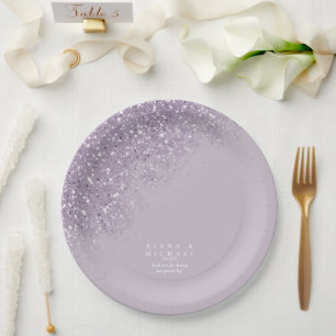 Assiettes En Carton Sparkles Mariage Mauve ID889