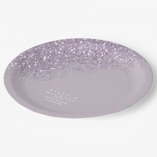 Assiettes En Carton Sparkles Mariage Mauve ID889 (Angle)