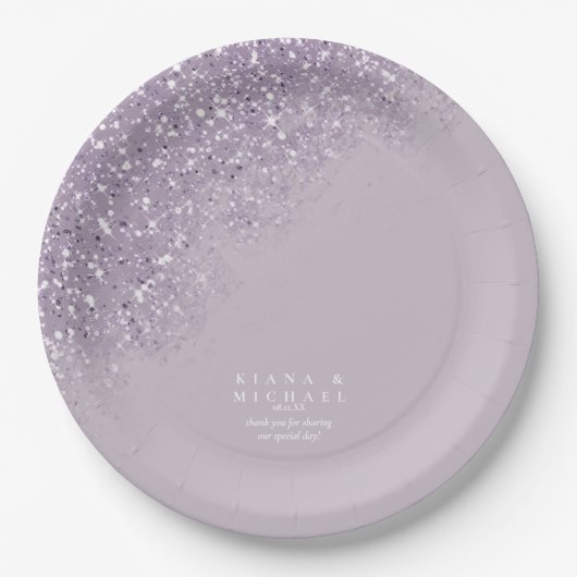 Assiettes En Carton Sparkles Mariage Mauve ID889 (Devant)