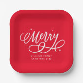 Assiettes En Carton Sparkly Bubbly Script Merry Holiday (Recto)