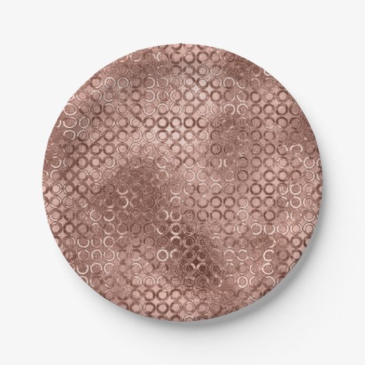 Assiettes En Carton Sparkly Rose Gold Circles Rose luxe étincelant (Devant)