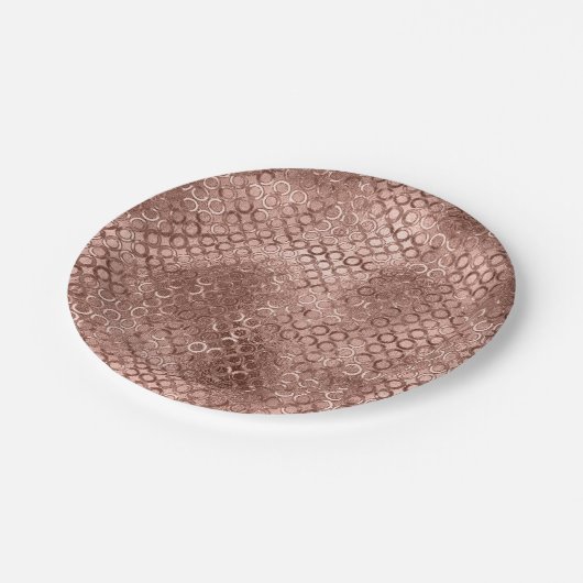 Assiettes En Carton Sparkly Rose Gold Circles Rose luxe étincelant (Angle)