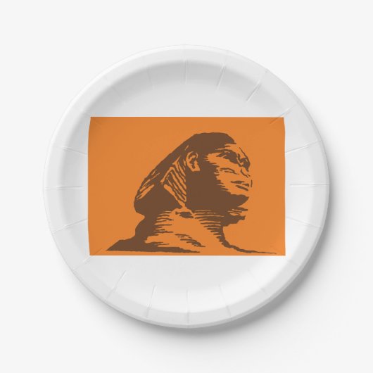 Assiettes En Carton Sphinx Égyptien Ancien Gras Orange Et Brown (Devant)
