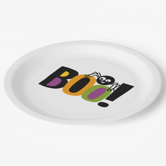 Assiettes En Carton Spider BOO Halloween (Angle)