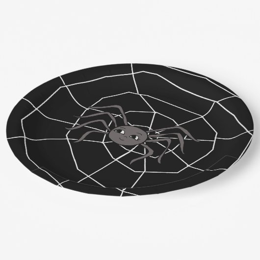 Assiettes En Carton Spider et Spider Web Halloween Party (Angle)