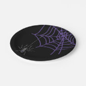 Assiettes En Carton Spider's Web violet et noir (Angle)
