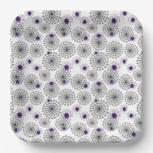 Assiettes En Carton Spiderweb & araignées violettes Halloween Motif bl