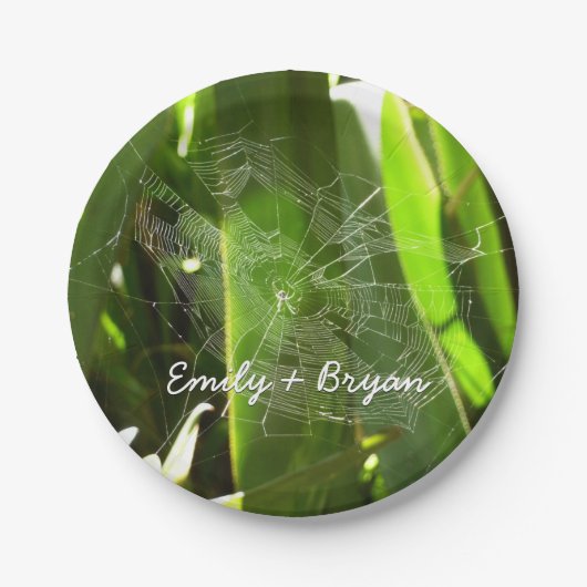Assiettes En Carton Spiderweb dans Tropical Leaves Nature (Devant)