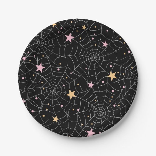 Assiettes En Carton Spiderwebs et Confetti Pastel Halloween (Devant)
