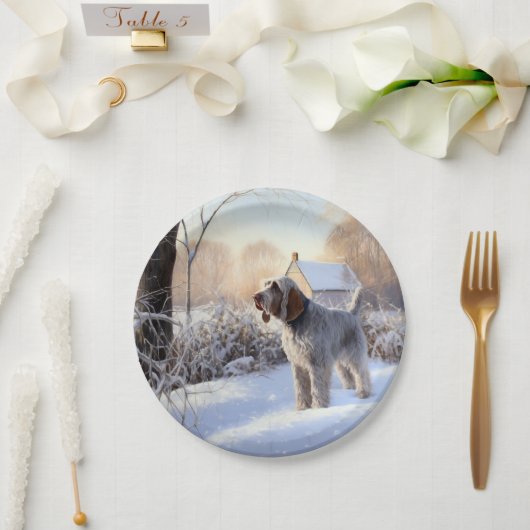 Assiettes En Carton Spinone Italiano Laisser Neige Noël (Mariage)