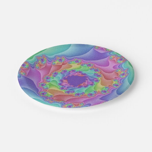 Assiettes En Carton Spirale arc-en-ciel Pastel (Angle)
