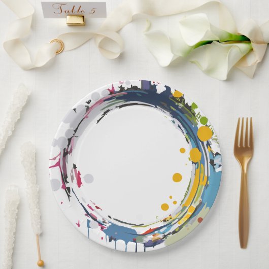 Assiettes En Carton Splash couleur (Mariage)