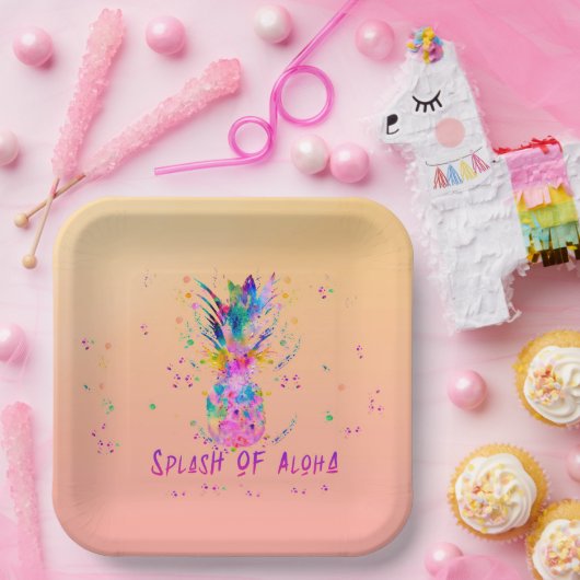 Assiettes En Carton Splash of Aloha (Fête)