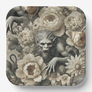 Assiettes En Carton Splendor Lycanthropique - Pil Floral Gothique De L