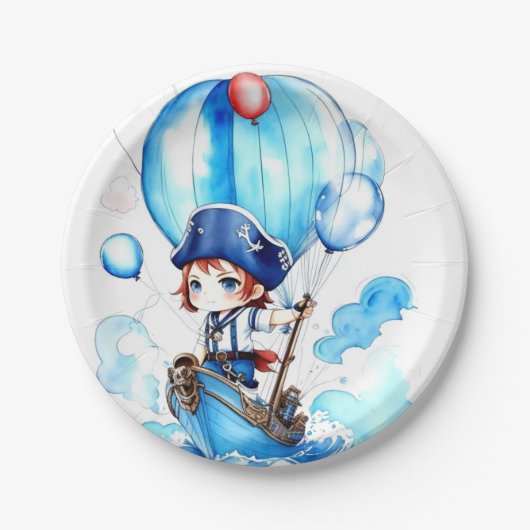 Assiettes En Carton Splish Splash Joy : Thème Nautique Baby shower gar (Devant)