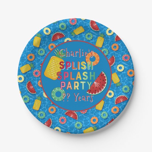 Assiettes En Carton Splish Splash Party l Piscine Anniversaire l Soins (Devant)