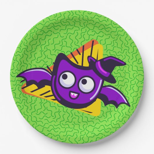 Assiettes En Carton Spooktacular Bats Halloween Plates - Green (Devant)