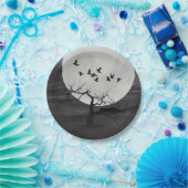 Assiettes En Carton Spooky Ravens Flying Against the Full Moon (Fête)