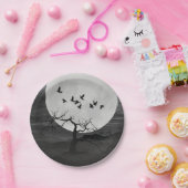 Assiettes En Carton Spooky Ravens Flying Against the Full Moon (Fête)