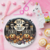 Assiettes En Carton Spooky Skeleton Duo – Trick or Treat Paper Plates (Fête)