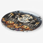 Assiettes En Carton Spooky Skeleton Duo – Trick or Treat Paper Plates (Angle)