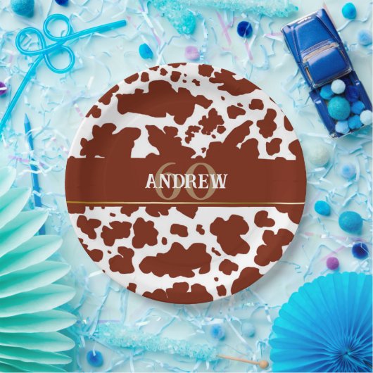 Assiettes En Carton Spots de vache personnalisés Imprimer Fermier Anni (Fête)