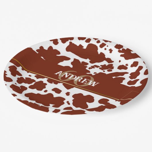 Assiettes En Carton Spots de vache personnalisés Imprimer Fermier Anni (Angle)