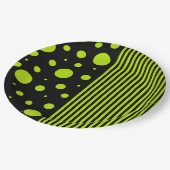 Assiettes En Carton Spots et rayures - Lime vert (Angle)