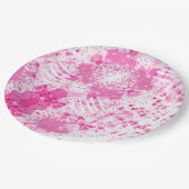 Assiettes En Carton Spray Abstrait de peinture rose (Angle)