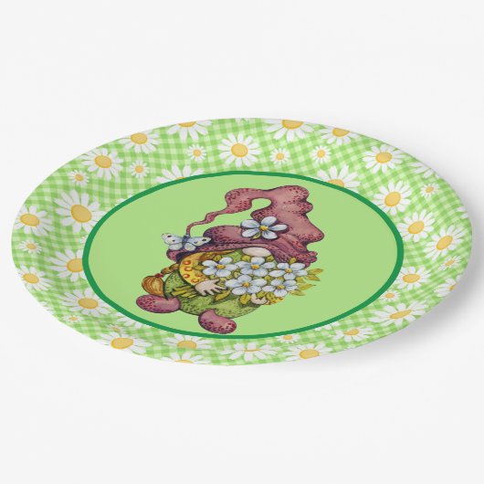 Assiettes En Carton Spring Daisy Gnome (Angle)