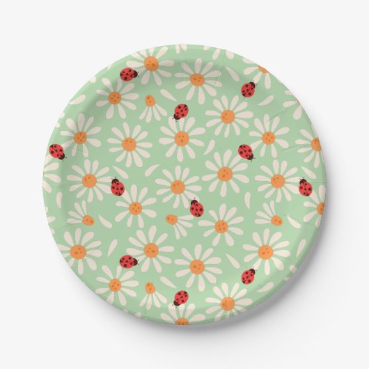 Assiettes En Carton Spring Ladybugs and Daisies (Devant)