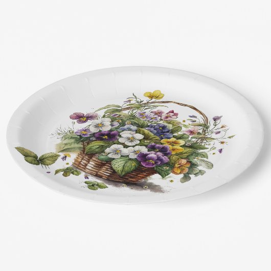 Assiettes En Carton Spring Pansy (Angle)