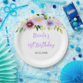 Assiettes En Carton Spring Purple Floral Birthday (Fête)