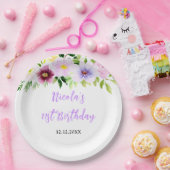 Assiettes En Carton Spring Purple Floral Birthday (Fête)