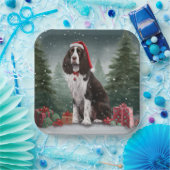 Assiettes En Carton Springer Spaniel Chien dans la neige Noël (Fête)