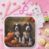 Assiettes En Carton Springer Spaniel Chiot Automne Citrouille de plais (Fête)