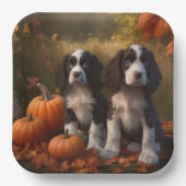 Assiettes En Carton Springer Spaniel Chiot Automne Citrouille de plais (Recto)