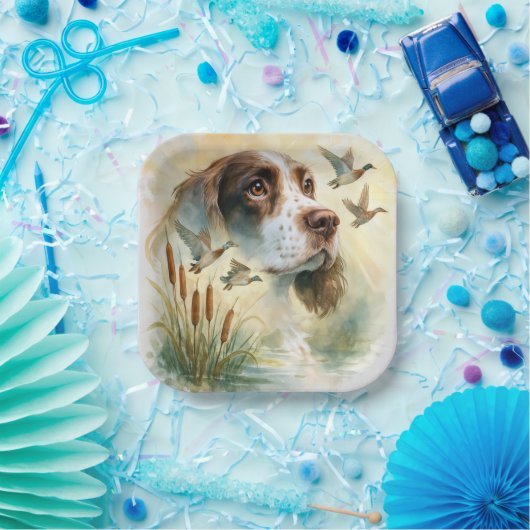 Assiettes En Carton Springer Spaniel et Mallard Duck Double exposition (Fête)