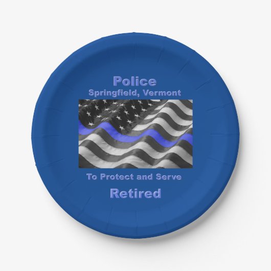 Assiettes En Carton Springfield, Vermont. Police (Devant)