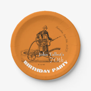 Assiettes En Carton Sprinkler pompier 70e Anniversaire Plaque papier d