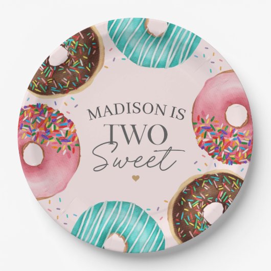 Assiettes En Carton Sprinted Donut 2e anniversaire Table Décor (Devant)